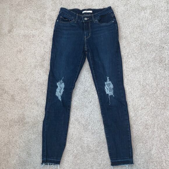 Levi's 711 Skinny Distressed Denim Stretch Jeans Sz 27 x 30 - Picture 1 of 10